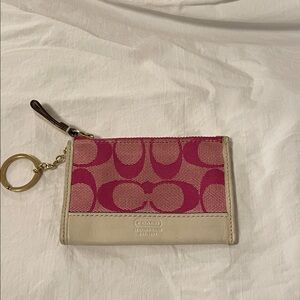 Coach Pink and Tan Key Holder